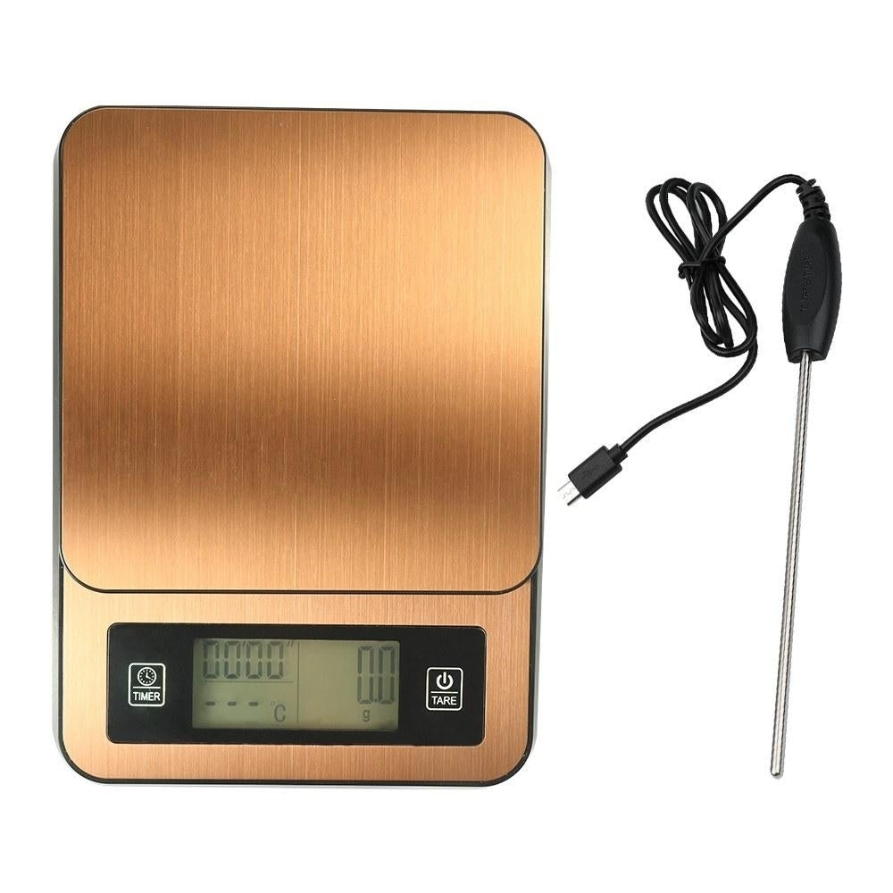 Timed Handmade Coffee Electronic Scale with Temperature Probe Image 1