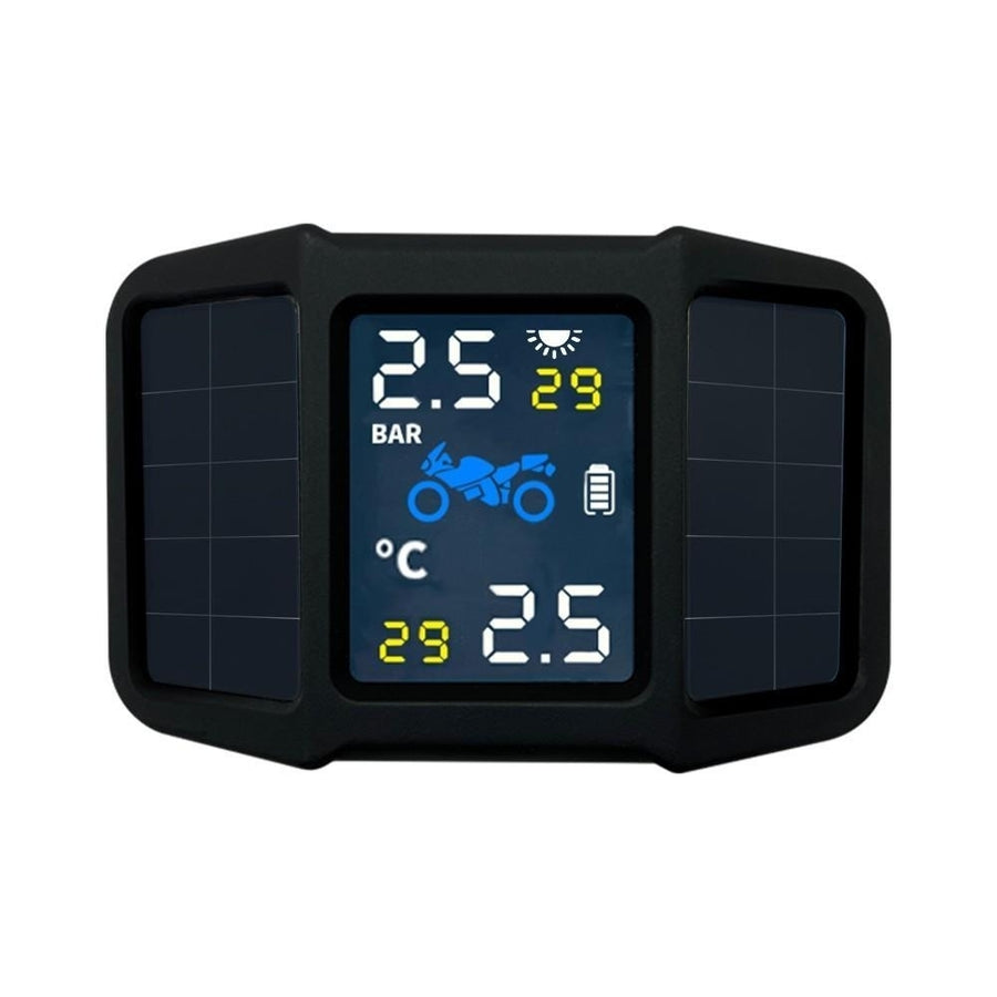 Tire Pressure Monitoring System TPMS Solar Power with 2 External Sensors Real-time Display Temperature Image 1
