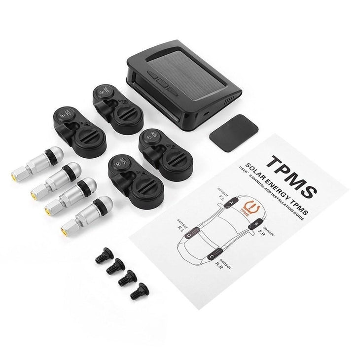 Tire Pressure Sensor Monitor System Wireless Solar Powered TPMS LCD Display with 4 Internal Sensors Image 3