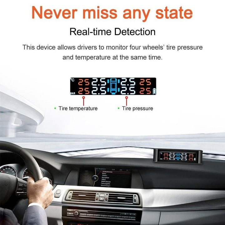 Tire Pressure Sensor Monitor System Wireless Solar Powered TPMS LCD Display with 4 Internal Sensors Image 8