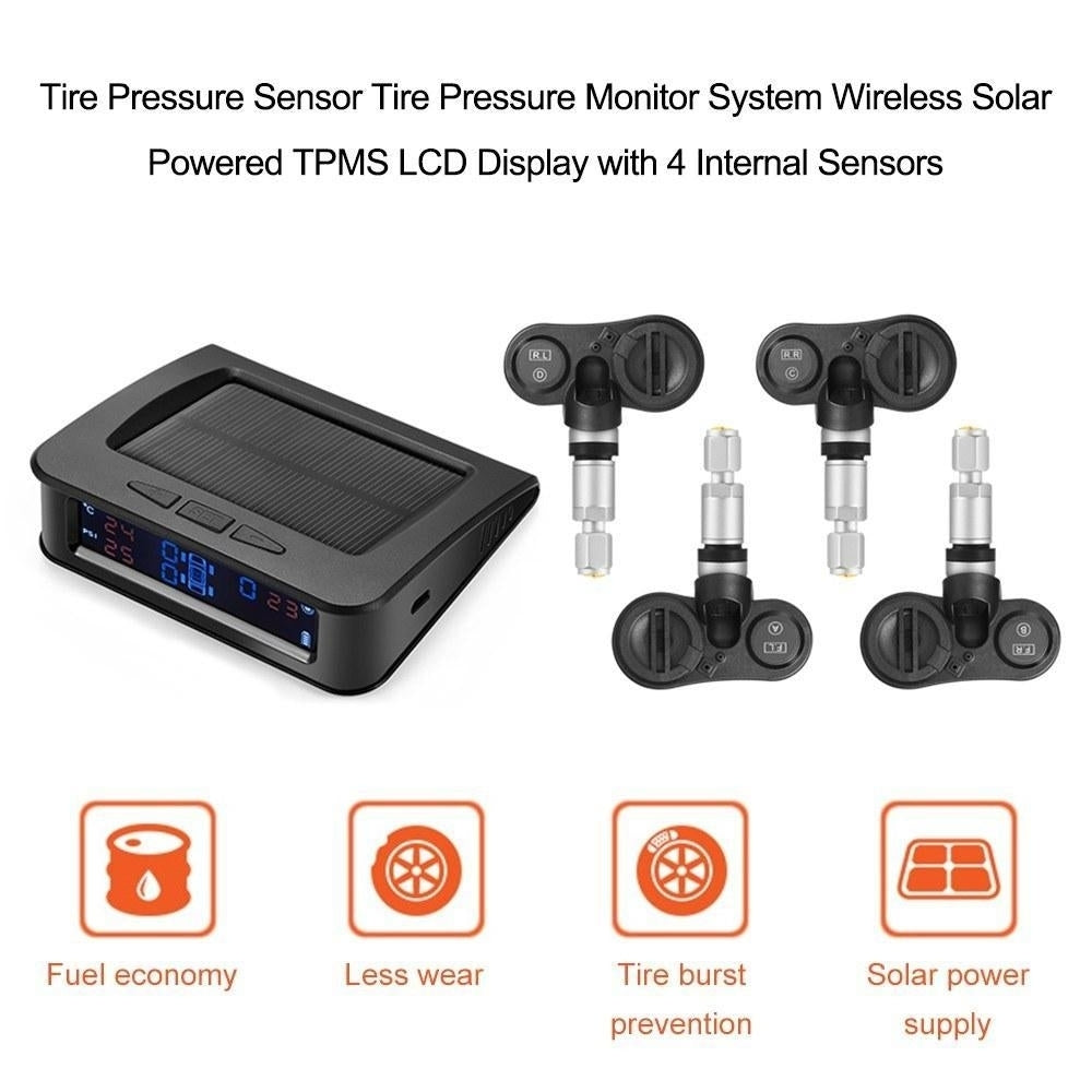 Tire Pressure Sensor Monitor System Wireless Solar Powered TPMS LCD Display with 4 Internal Sensors Image 11