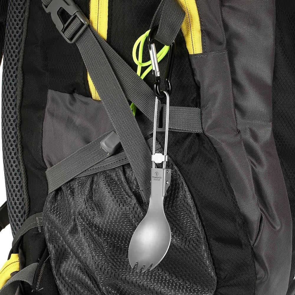 Titanium Folding Spork Outdoor Camping Hiking Backpacking Dinner Utensil Tableware Image 7
