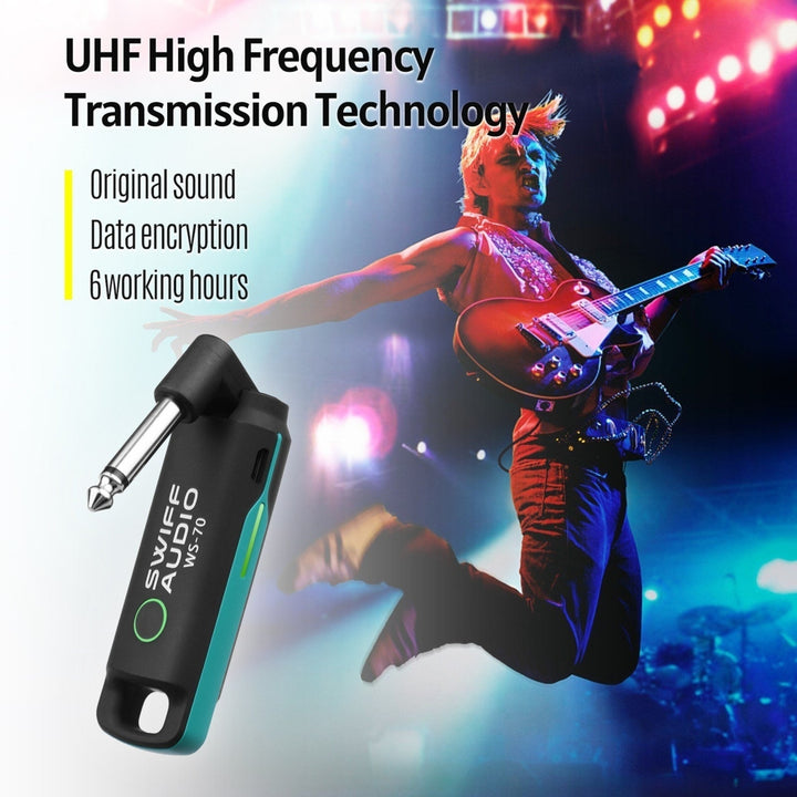 UHF Guitar Transmitter Receiver Set Mini Digital Wireless System Multifunctional for Electric Bass Image 9