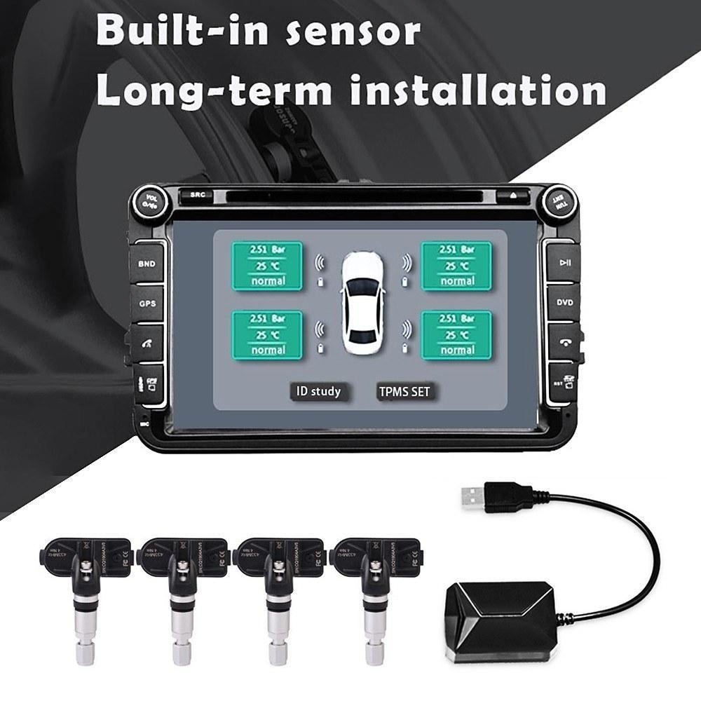 USB Car TPMS Tire Pressure Monitor Alarm System Wireless Transmission Image 7