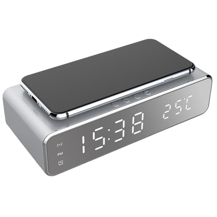 USB Digital LED Alarm Clock With Wireless Phone Charger Image 3