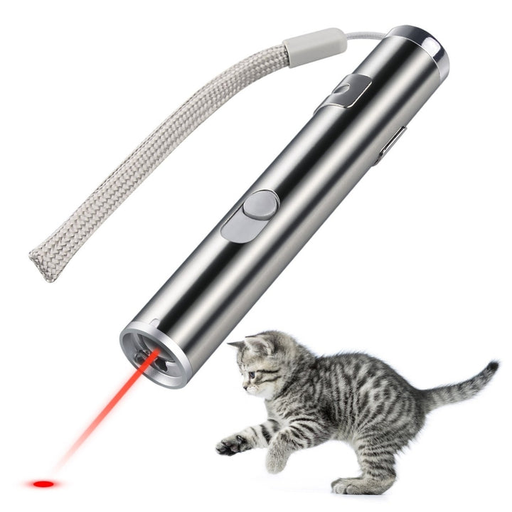 USB Rechargeable Pet Toys Cat Training Laser Pointer With LED Flashlight Image 1