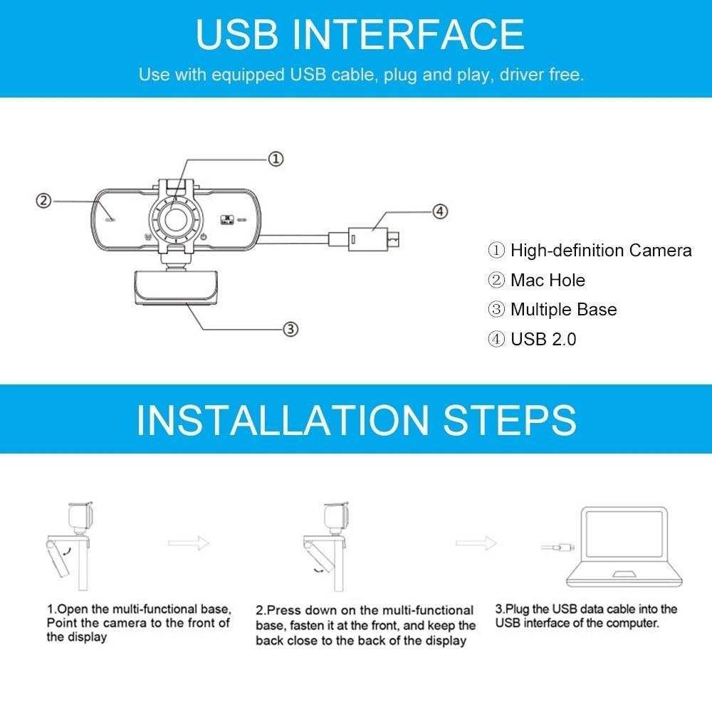 USB Webcam 2K High-definition Computer Camera Conference Cam with Microphone Driver Image 9