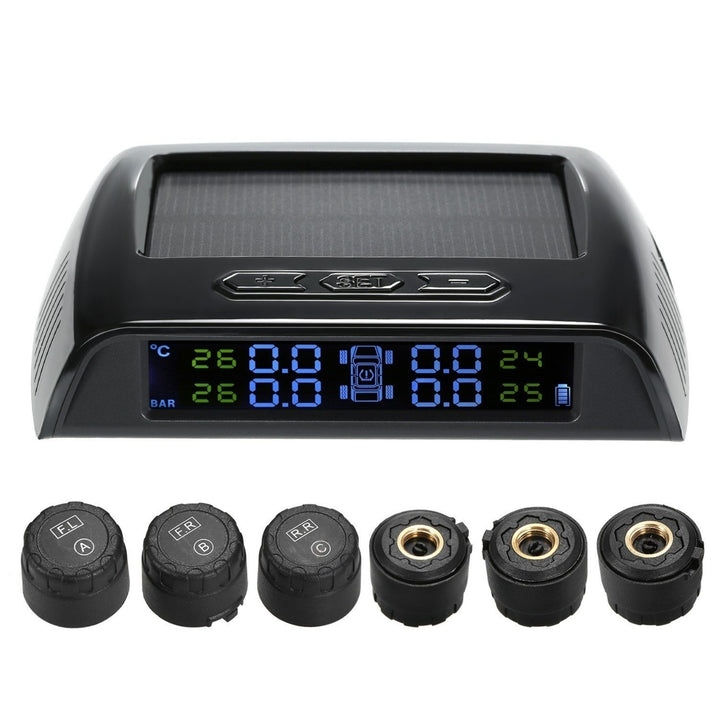 Wireless Solar Power TPMS Tire Pressure Monitoring System RV Truck with 6 External Sensors Image 1