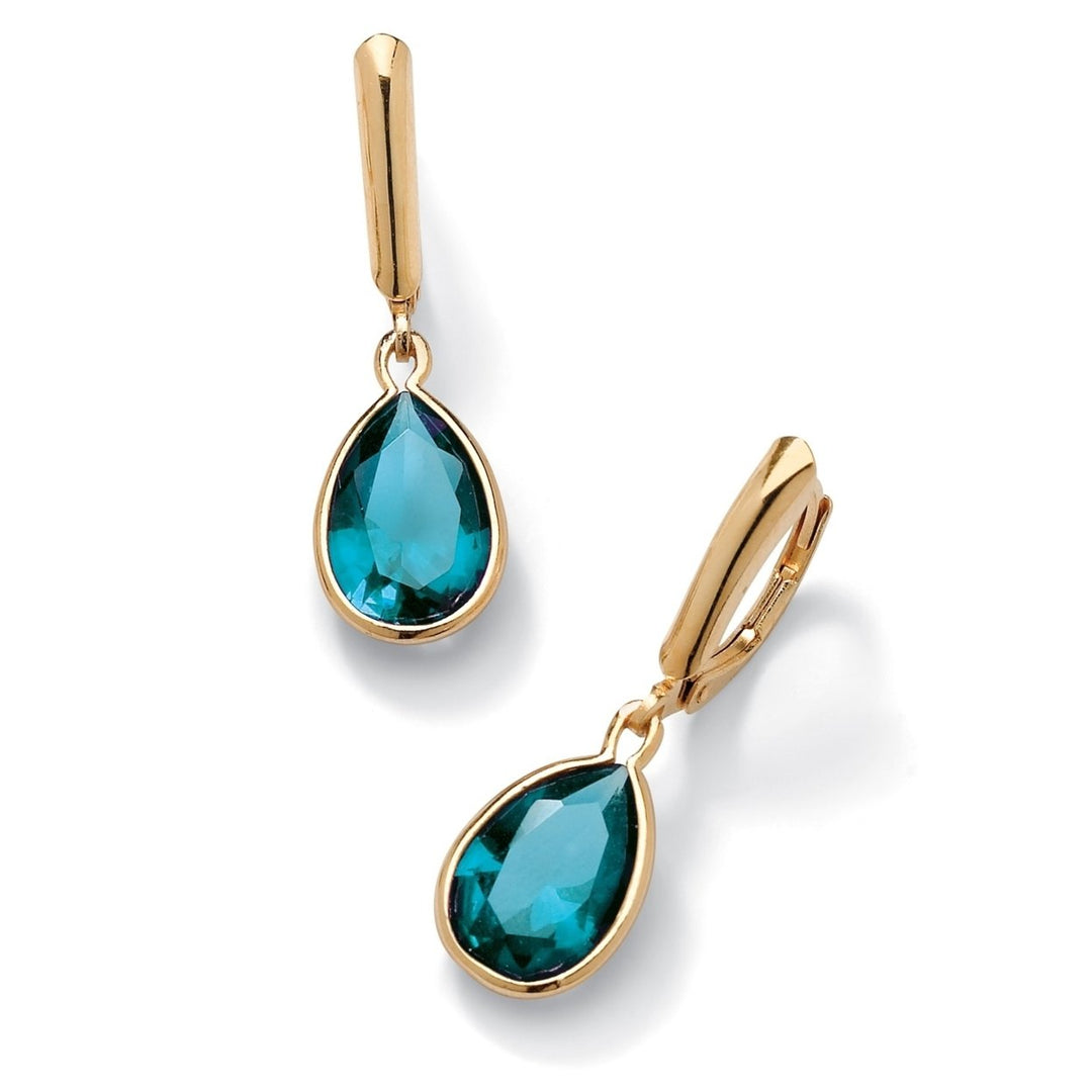 Pear-Cut Birthstone Drop Earrings in 18k Gold over Sterling Silver Image 1