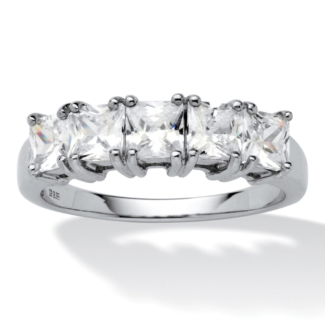 1.85 TCW Princess-Cut Cubic Zirconia Platinum over Sterling Silver Wedding Band Ring Image 1