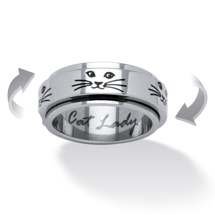 Cat Lady Spinner Ring in Black IP Stainless Steel Image 4