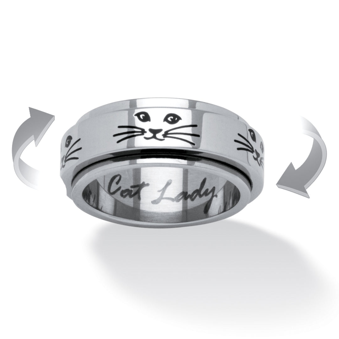 Cat Lady Spinner Ring in Black IP Stainless Steel Image 1