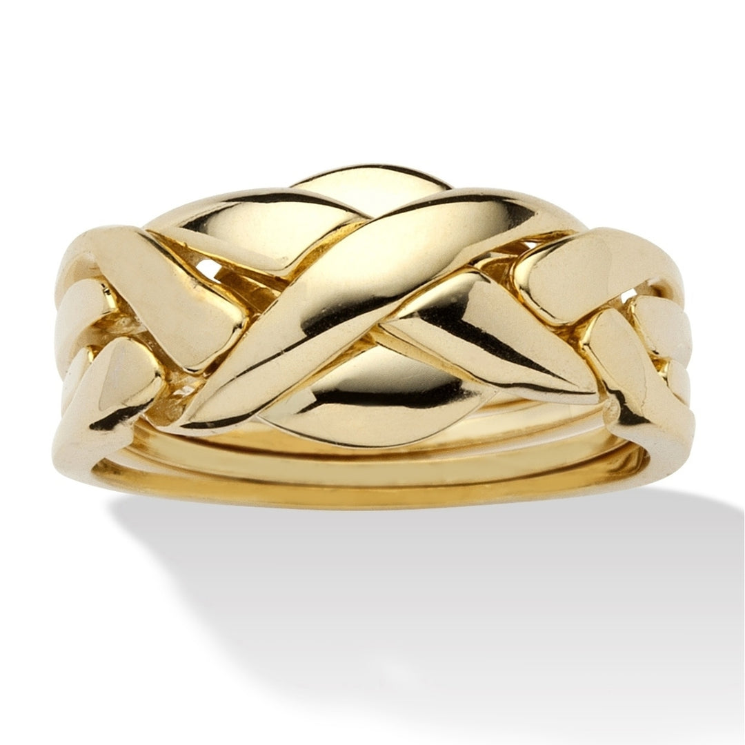 14k Yellow Gold-Plated Interwoven Puzzle Ring Image 1