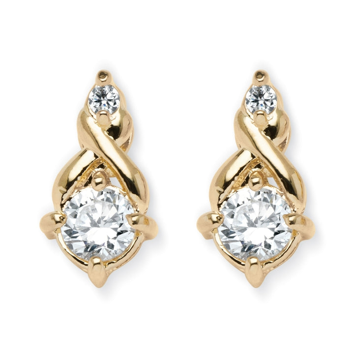 2.62 TCW Round Cubic Zirconia Earrings in Yellow Gold Tone Image 1