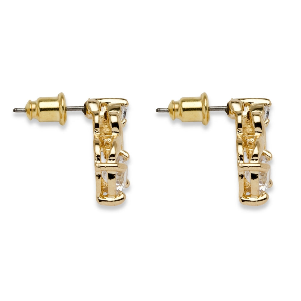 2.62 TCW Round Cubic Zirconia Earrings in Yellow Gold Tone Image 2