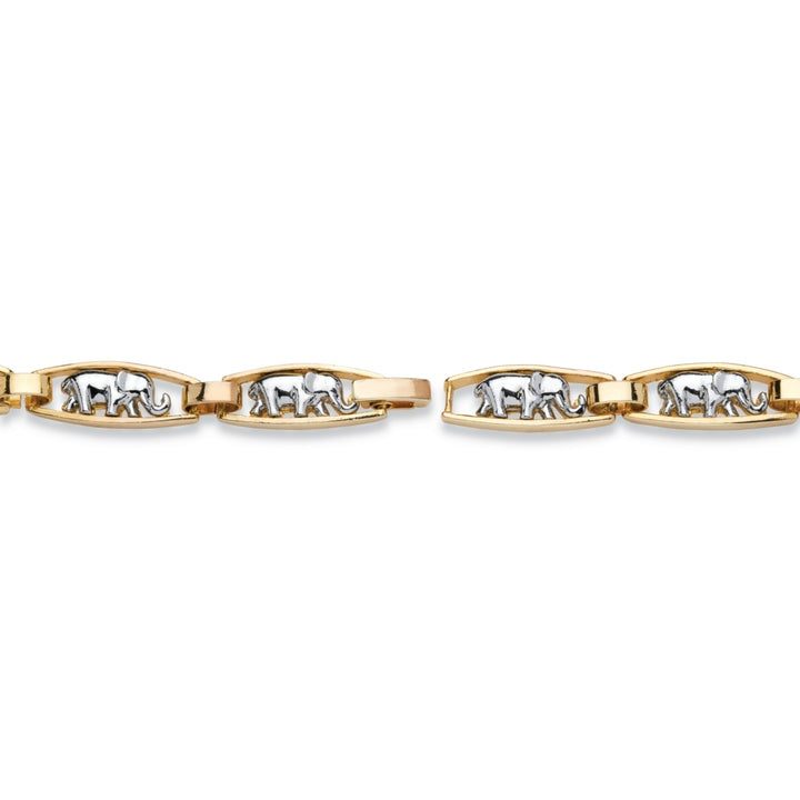 Elephant-Link Bracelet in Yellow Gold Tone and Silvertone 7.25" Image 2