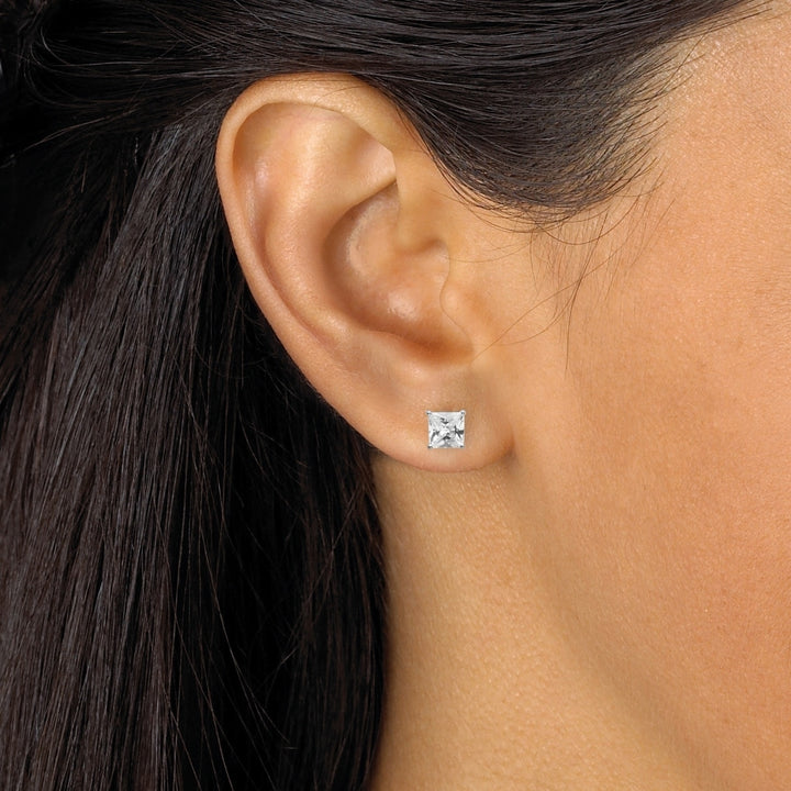 7 Pair 8 TCW Multi-Cut Cubic Zirconia Stud Earrings Set in Platinum over Sterling Silver Image 4