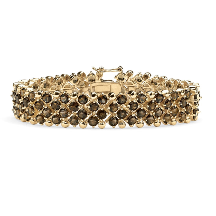 20 TCW Round Smoky Quartz Tennis Bracelet in 14k Gold-Plated Image 1