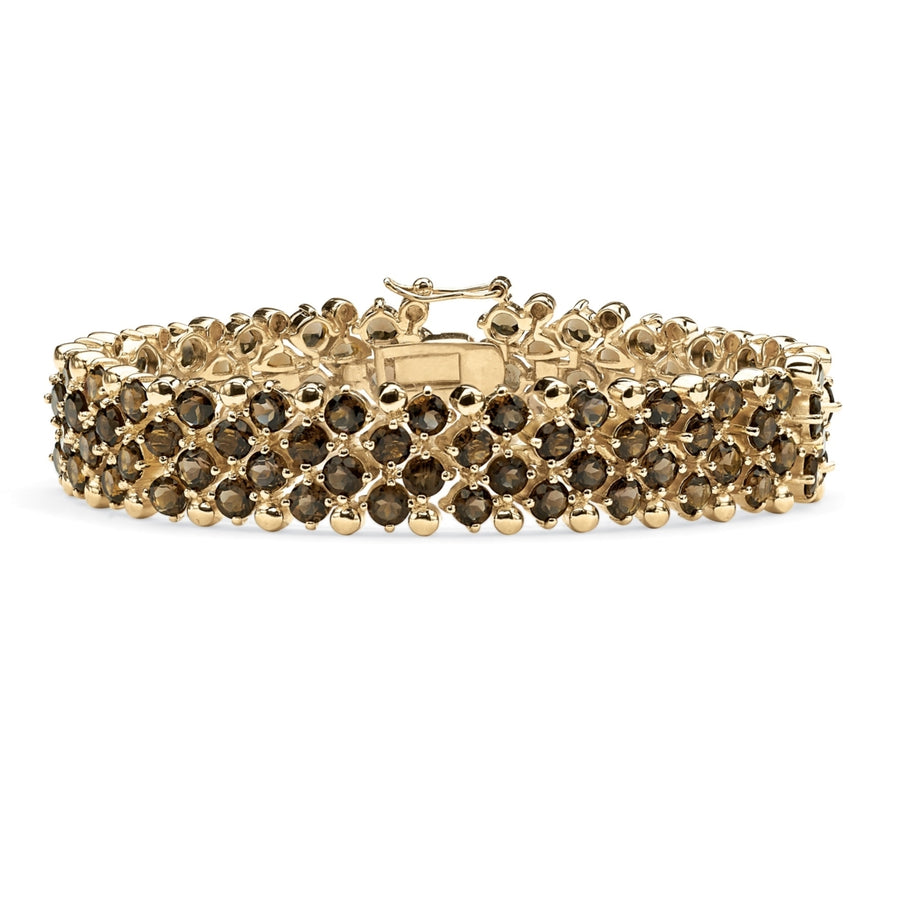 20 TCW Round Smoky Quartz Tennis Bracelet in 14k Gold-Plated Image 1