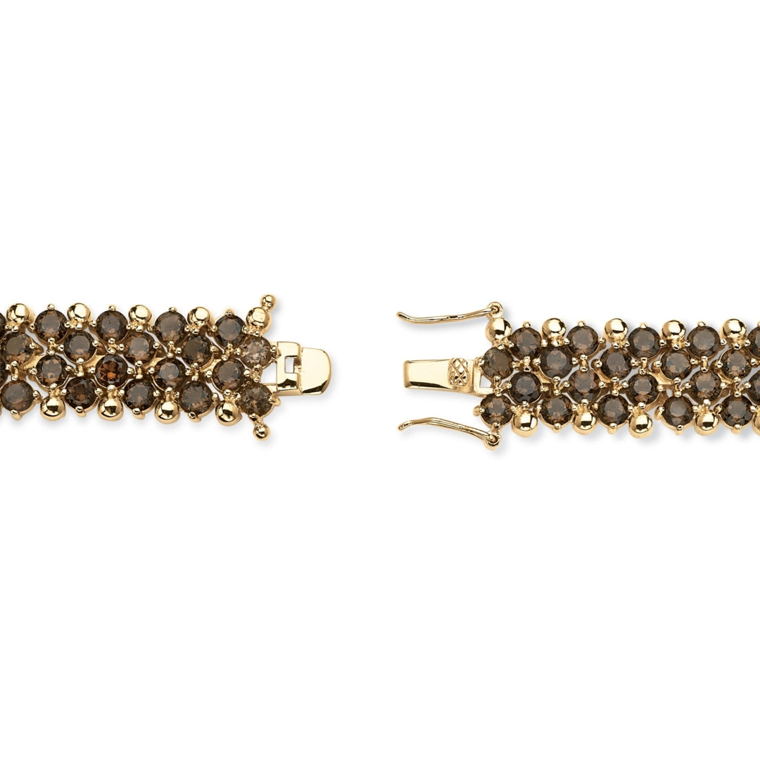 20 TCW Round Smoky Quartz Tennis Bracelet in 14k Gold-Plated Image 2