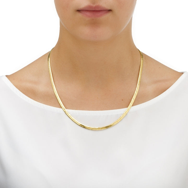 Herringbone Chain in Yellow Gold Tone 20" Image 3