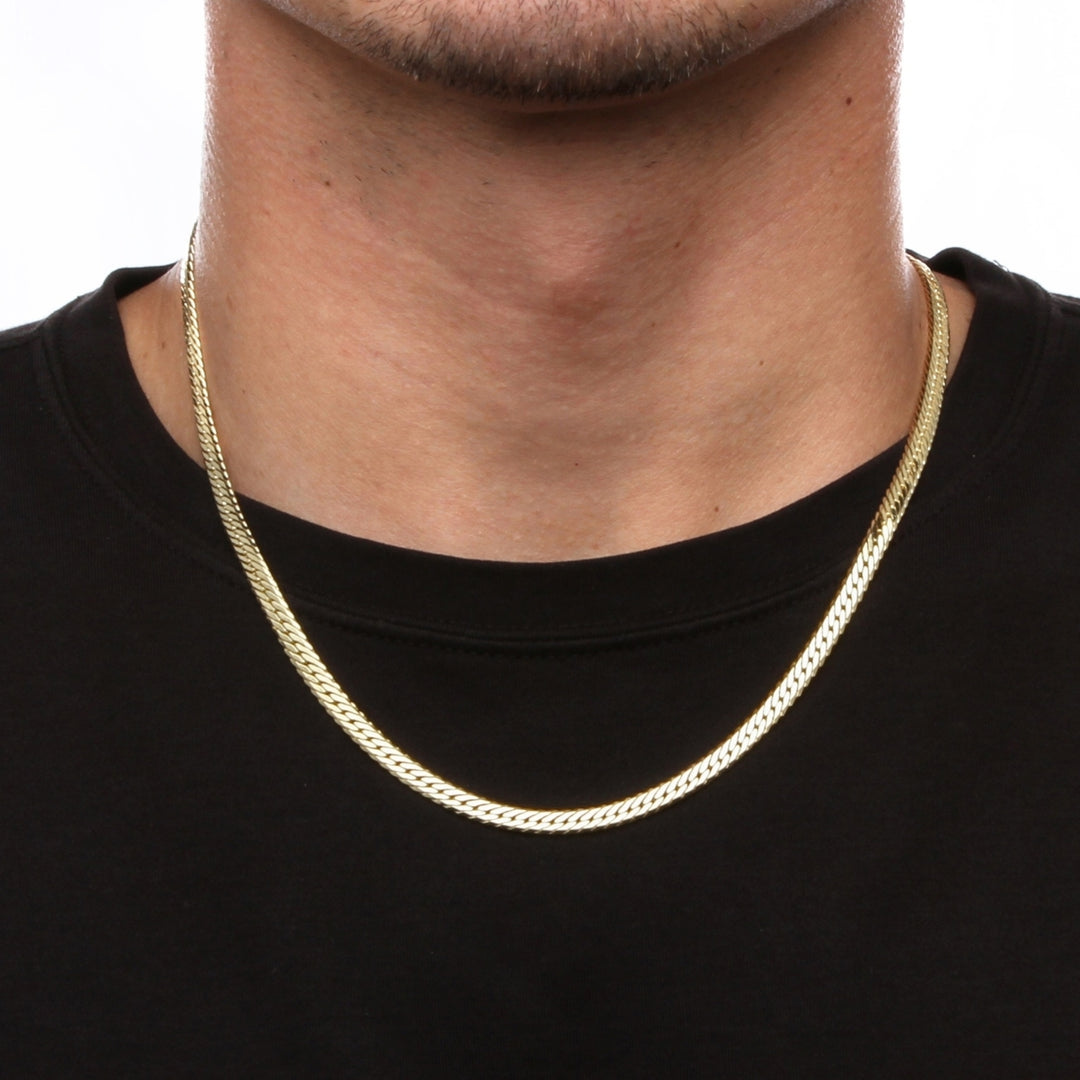 Herringbone Chain in Yellow Gold Tone 20" Image 4