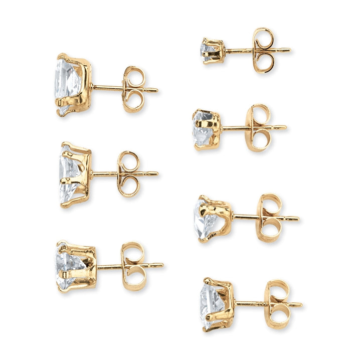 7 Pair Set 8 TCW Cubic Zirconia Stud Earrings in 18k Gold over Sterling Silver Image 2