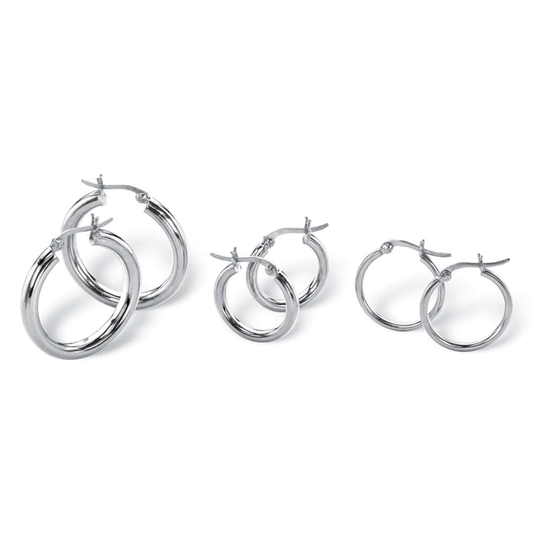 3 Pair Hoop Earrings Set in Sterling Silver Image 1