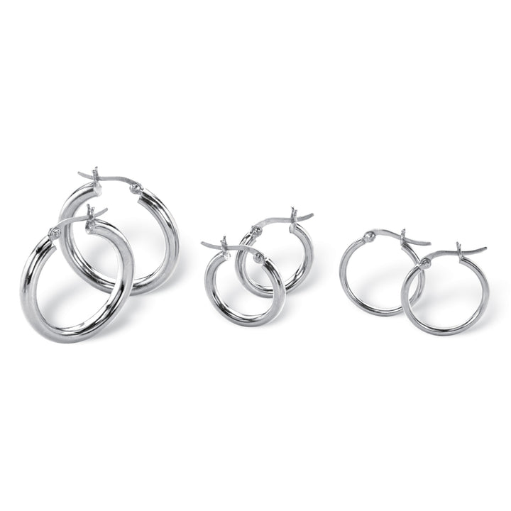 3 Pair Hoop Earrings Set in Sterling Silver Image 1