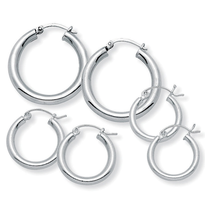 3 Pair Hoop Earrings Set in Sterling Silver Image 2