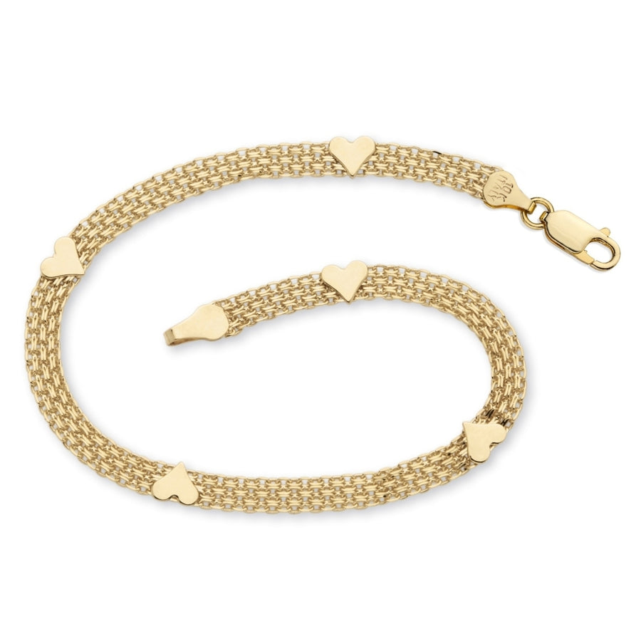 10k Gold Bismark-Link Heart Bracelet Image 1