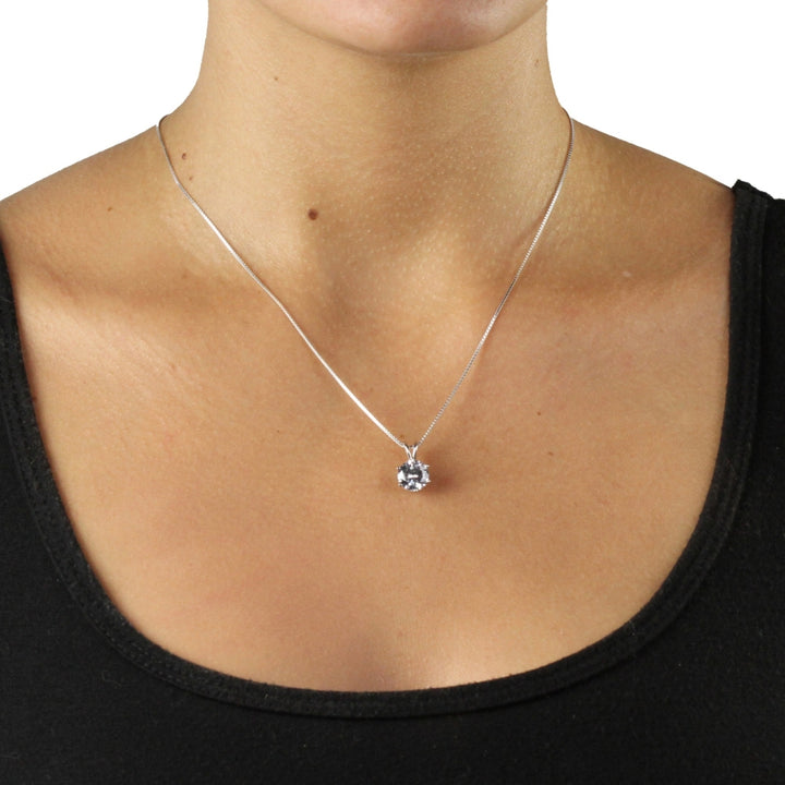 3 Carat Round Cubic Zirconia Platinum over Sterling Silver Solitaire Pendant and Box Chain 18" Image 3