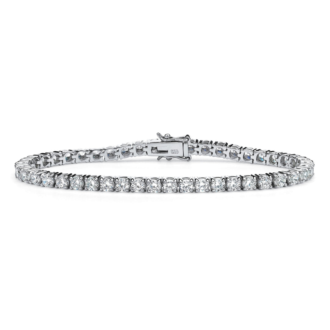 6.90 TCW Round Cubic Zirconia Platinum over Sterling Silver Tennis Bracelet 7 1/2" Image 1