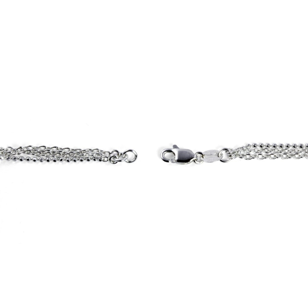 Sterling Silver Triple-Strand Beaded Ankle Bracelet 10" Image 2