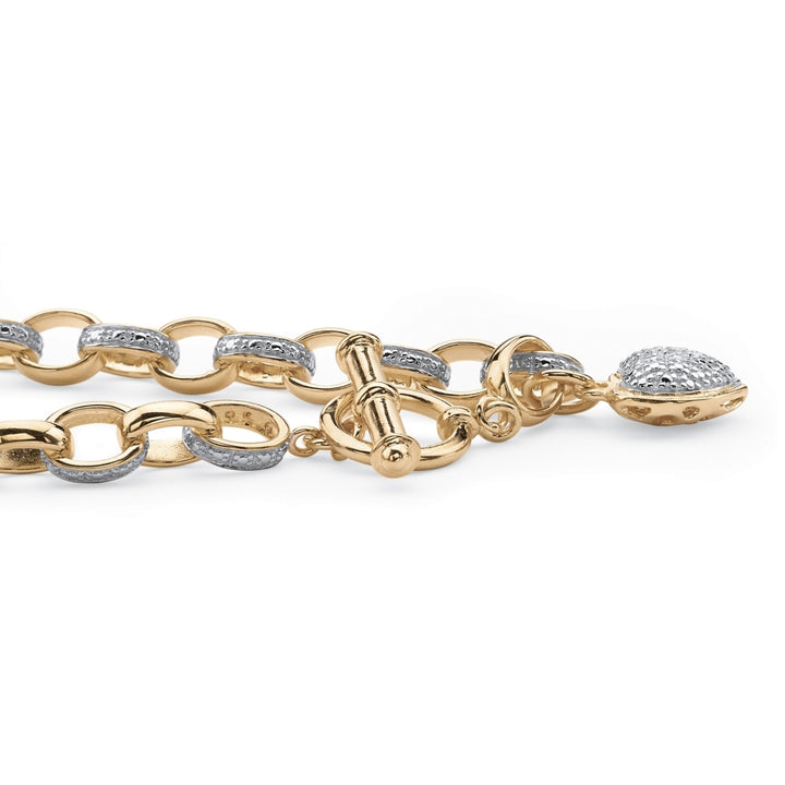 Diamond Accent Heart Charm Bracelet in 18k Gold over Sterling Silver Image 2
