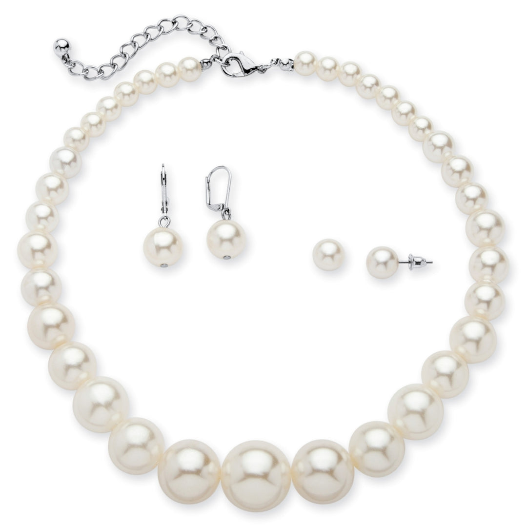 3 Piece Pearl Set in Silvertone Image 1