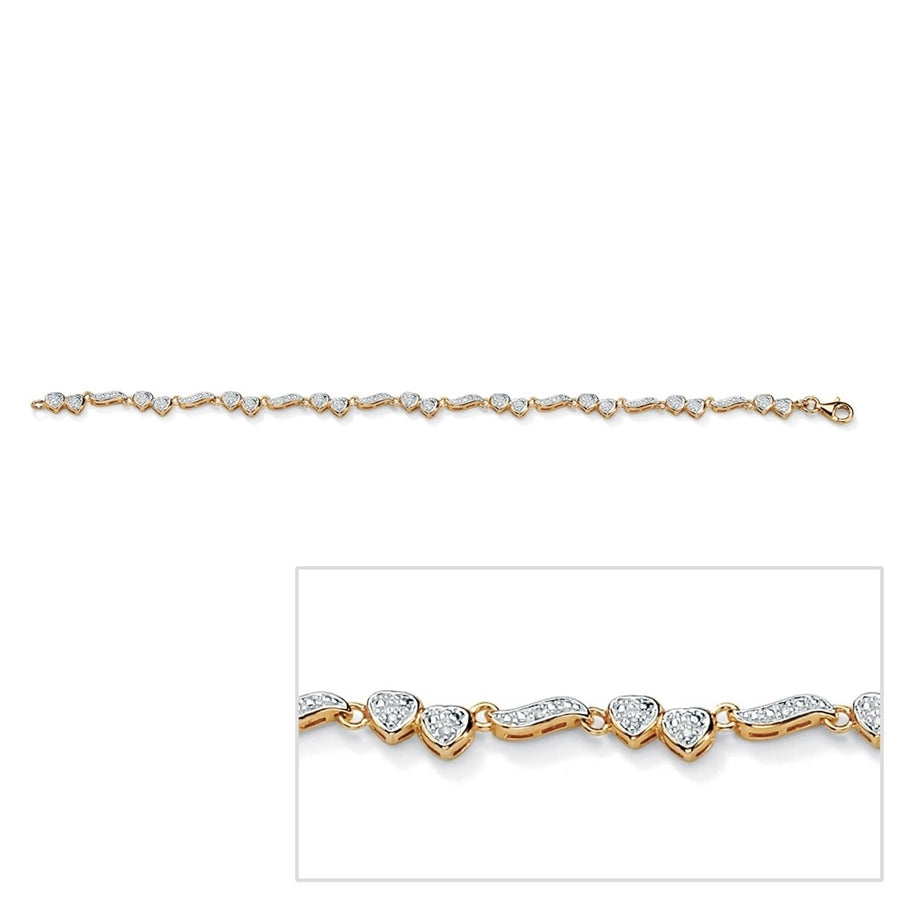 1/8 TCW Diamond Heart and Wings Ankle Bracelet in 18k Gold over Sterling Silver Image 1