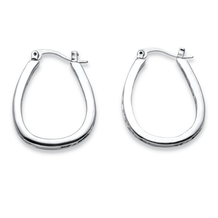 2.52 TCW Round Cubic Zirconia Silvertone Inside-Out Channel-Set Hoop Earrings Image 2