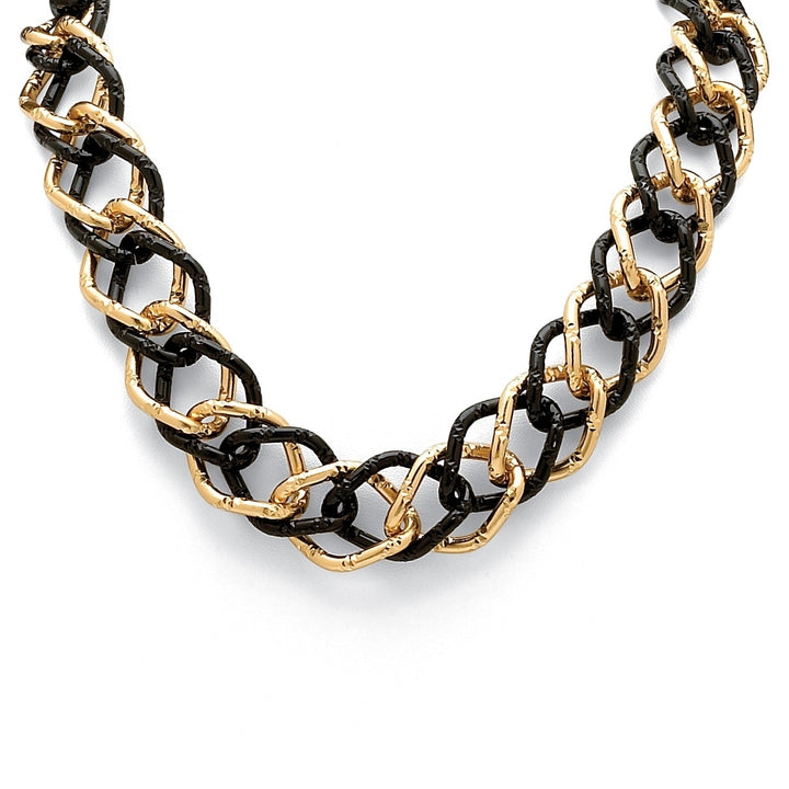 Yellow Gold Tone Black-Ruthenium-Plated Curb-Link Necklace 19" Image 1