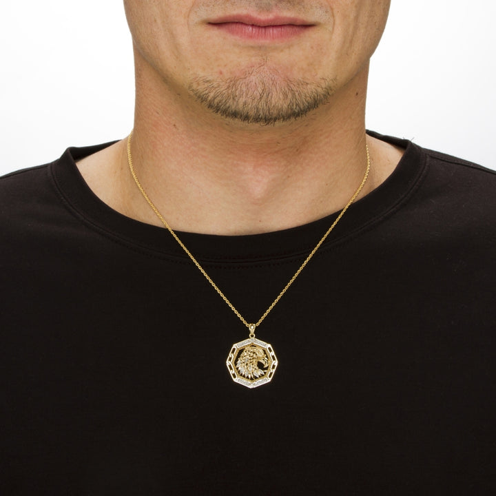 Mens Diamond Accented Eagle Pendant in 18k Gold over Sterling Silver Image 3