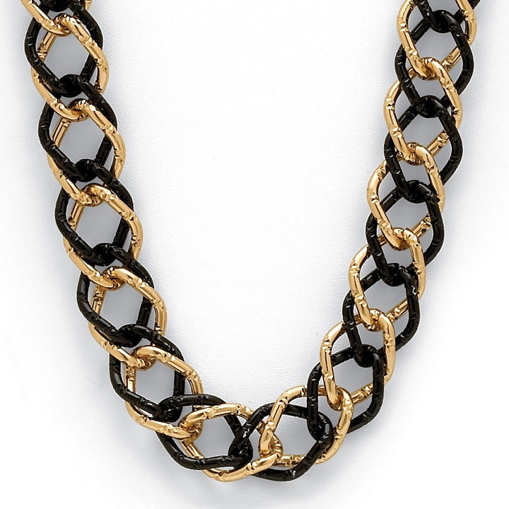 Yellow Gold Tone Black Rhodium-Plated Curb-Link Necklace 34" Image 1