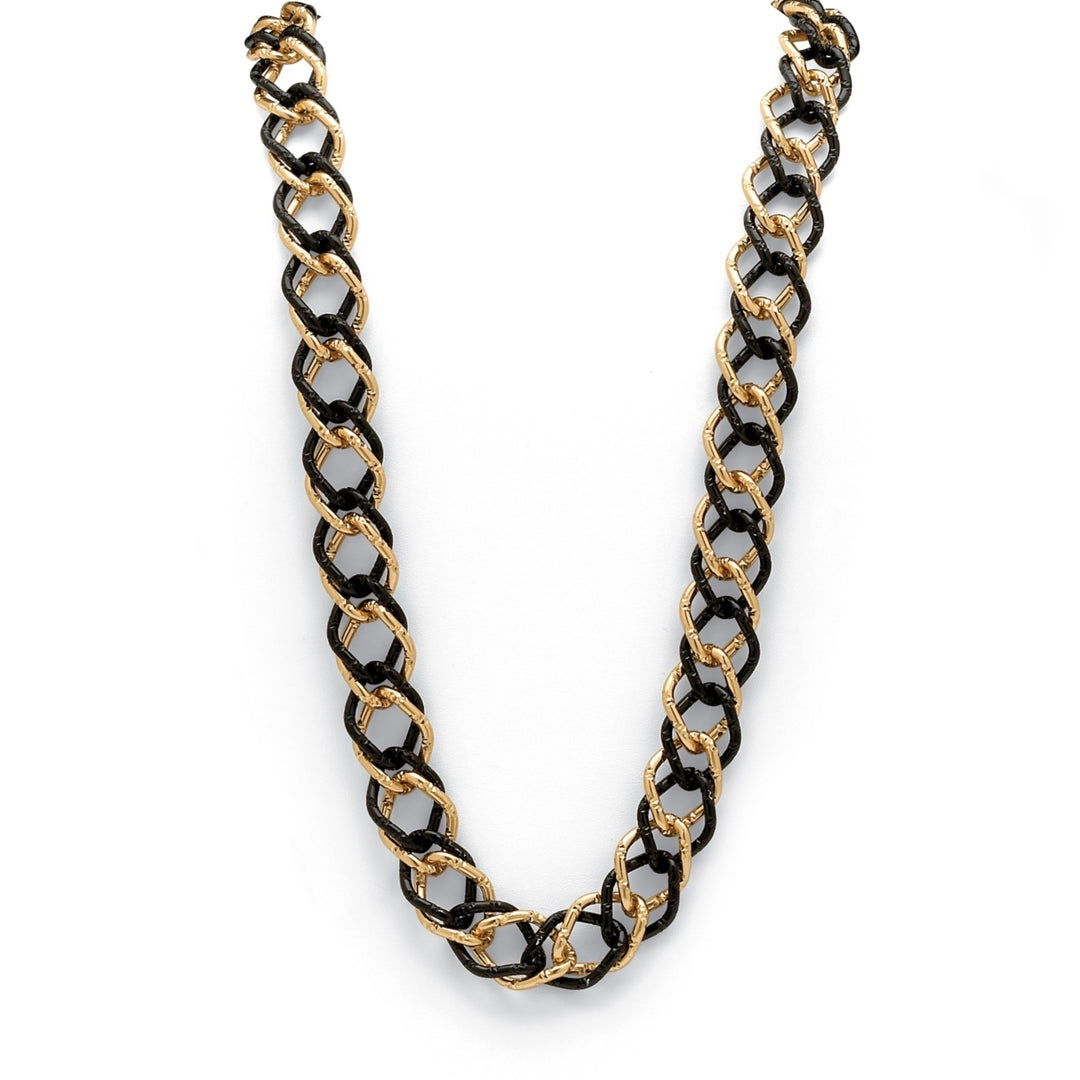 Yellow Gold Tone Black Rhodium-Plated Curb-Link Necklace 34" Image 4