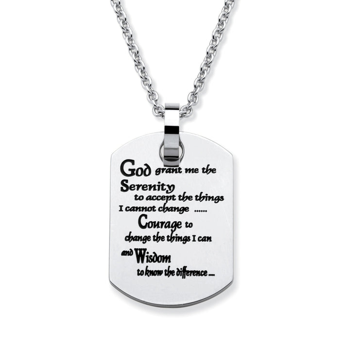 Serenity Prayer Dog-Tag Necklace in Stainless Steel Image 1