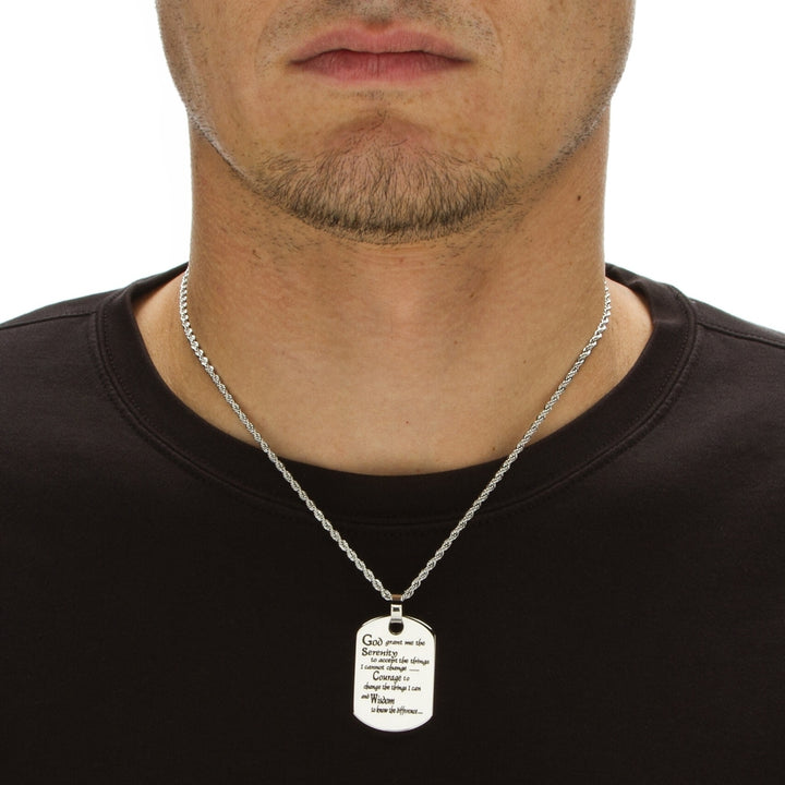 Serenity Prayer Dog-Tag Necklace in Stainless Steel Image 4