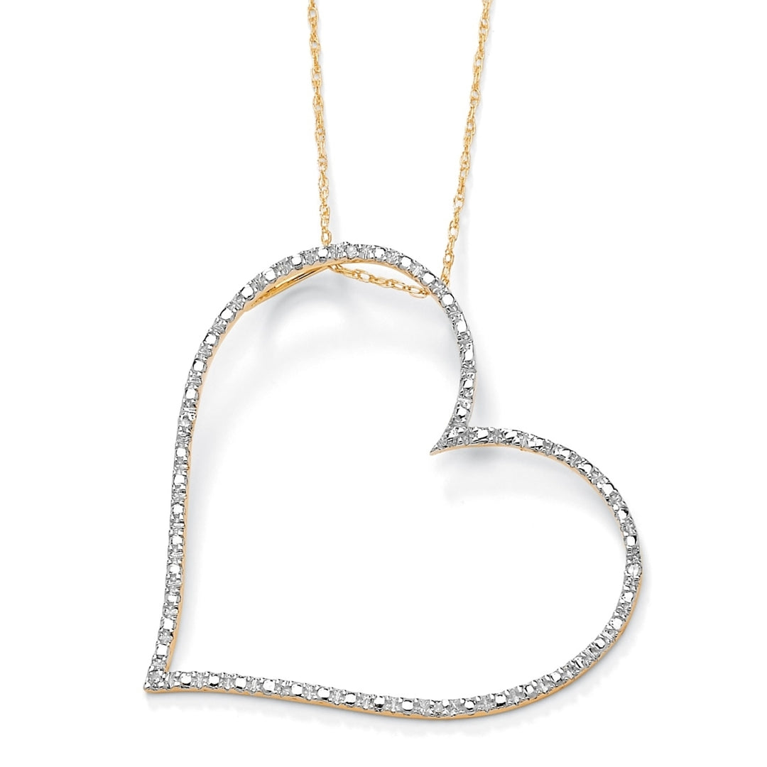 Diamond Accent 10k Yellow Gold Heart Pendant and Rope Chain 18" Image 1