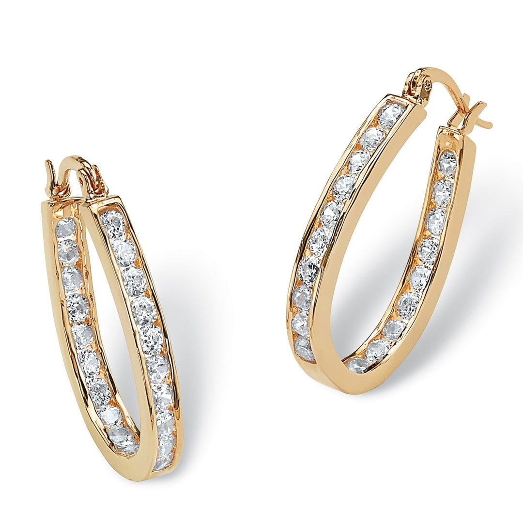 2.52 TCW Round Cubic Zirconia Inside-Out Hoop Earrings in Yellow Gold Tone Image 1