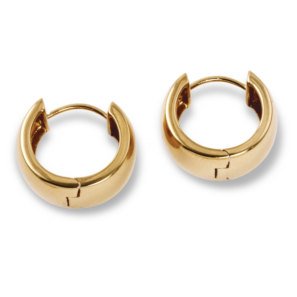 18k Gold over Sterling Silver Huggie-Style Hoop Lever-Back Earrings Image 2