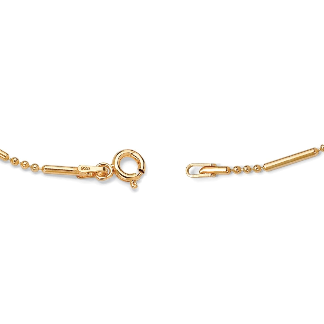 18k Gold over Sterling Silver Bar and Bead Link Ankle Bracelet 11" Image 2