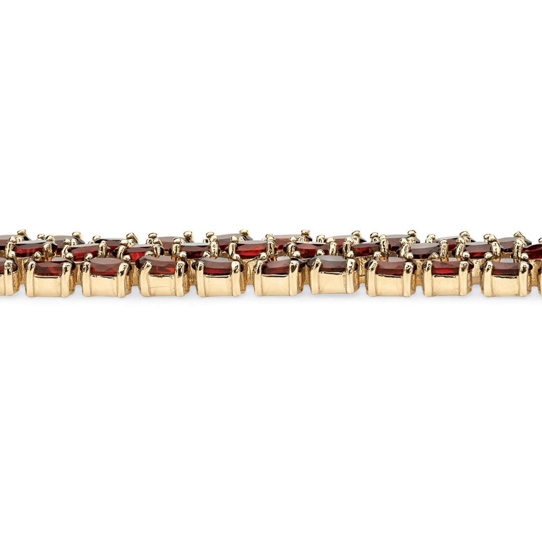 25.00 TCW Oval Cut Genuine Garnet 14k Gold-Plated Triple-Row Tennis Bracelet 7 1/4" Image 2