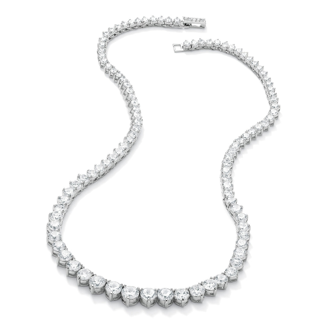 26.23 TCW Round Cubic Zirconia Silvertone Eternity Necklace 16" Image 4